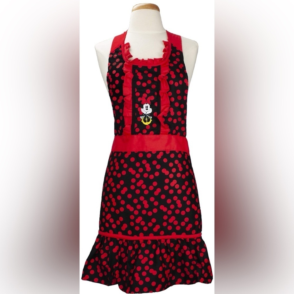 Disney Minnie Mouse Red and Black Polka Dot Apron